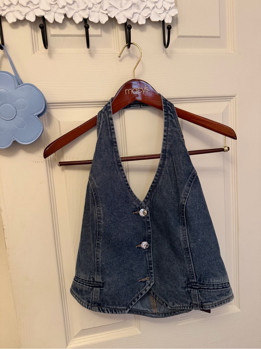 Juniors Indigo Rein Halter Vest Top